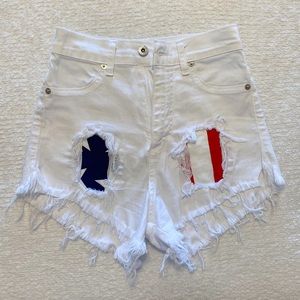 White shorts with American Flag details